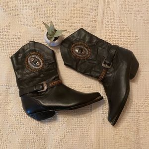 VTG Southwester Cowboy Leather Craft Boots